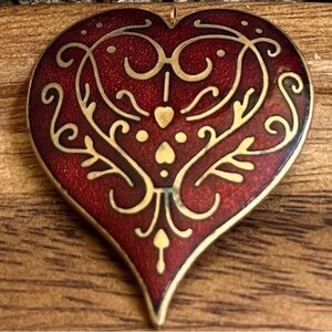 Heart Brooch Pendant MMA Metropolitan Museum of Art Vintage 1985 Red Enamel